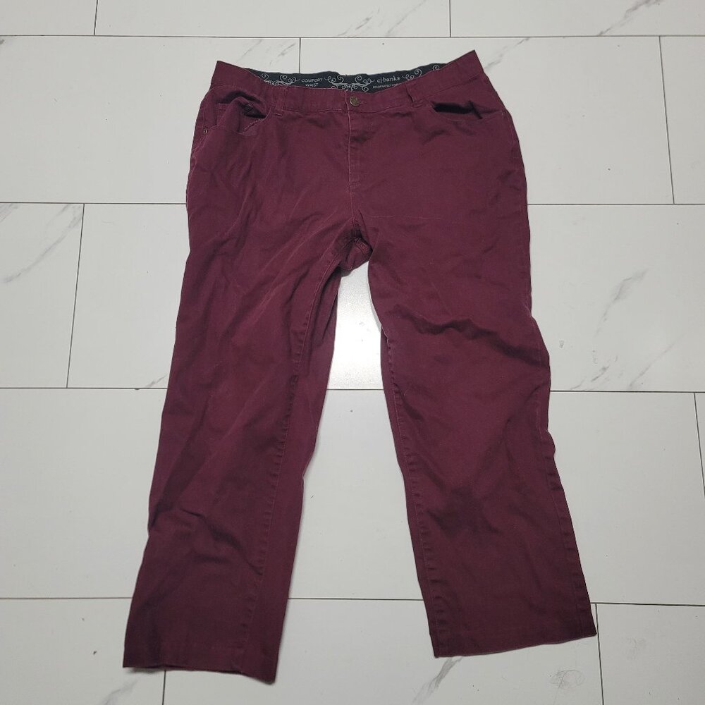 Womens burgundy CJ Banks Comfort Waist Moderate Curvy Fit Pants - Size 18W